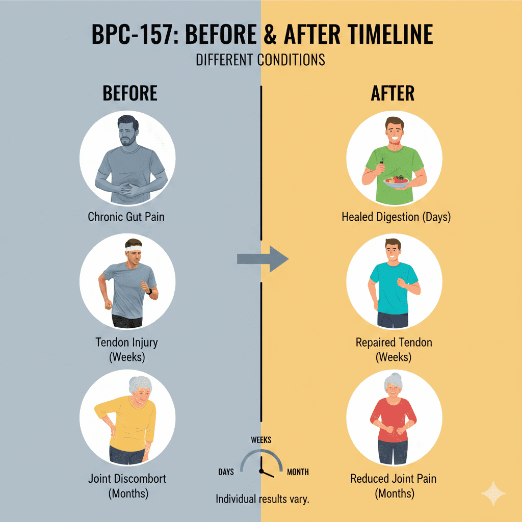 BPC-157 Before and After Timeline for Different Conditions